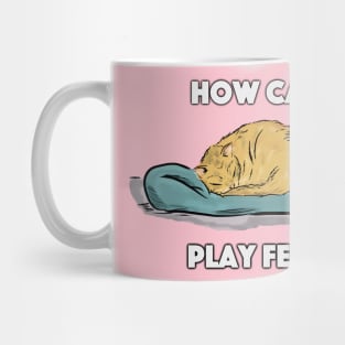 Funny Sleeping Cat Playing Fetch Mug